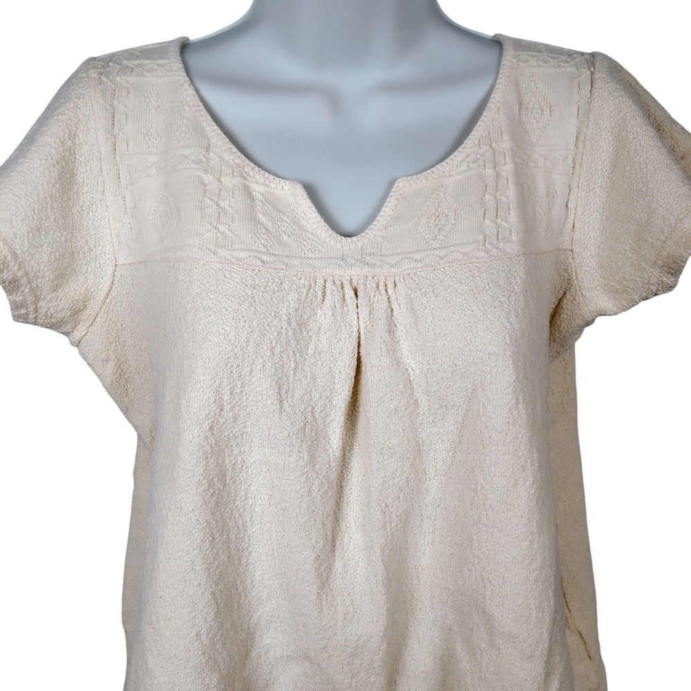 Monica's Collection Organic Cotton Textured Knit Top Cream peasent